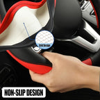Microfibre Leather Auto Car Steering Wheel Cover,Anti Slip 15 Inch,Black and Red