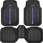 CAR PASS Tire Tread DeepDish Rubber Floor Mats for car Heavy Duty car mats All Weather, Universal XL~M Trim to Fit for Truck SUV Vehicle Automotive, Waterproof car mats 3 Piece(Blue Black)