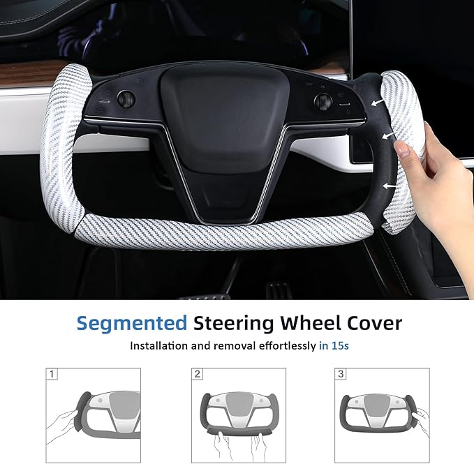 Steering Wheel Cover for Tesla Yoke Steering Wheel Cover Customzied for Tesla Model S 2021-Present/Model X 2021-Present Accessories,Anti-Slip,Comfortable Grip,Breathable,Bright White