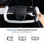 Steering Wheel Cover for Tesla Yoke Steering Wheel Cover Customzied for Tesla Model S 2021-Present/Model X 2021-Present Accessories,Anti-Slip,Comfortable Grip,Breathable,Bright White