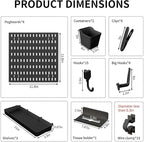SHGJ&SOFT Peg Board Wall Organizer Panels, 50pcs - Includes 6 Black Pegboards & Accessories, Plastic Pegboard for Home，Office