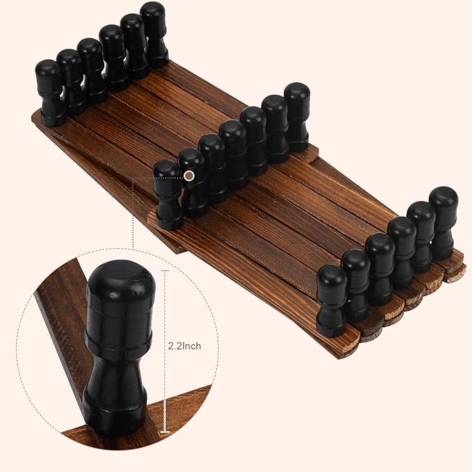 Accordion Wall Hanger, Wood Expandable Wall Mounted Hanger with 19 Hooks for Coats,Hats,Coffee Mug Ect,19Pegs, Walnut Color,R