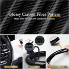 Aimato Car Steering Wheel Cover Carbon Fiber, Ultra-Thin Car Steering Wheel Cover,Comfortable & Breathable Microfiber,Universal Fit for Most Cars, Bright Black