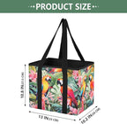 Colorful Parrot Birds Reusable Grocery Bags Large Shopping Tote Bag with Reinforced Bottom Board, Water Resistant Foldable St
