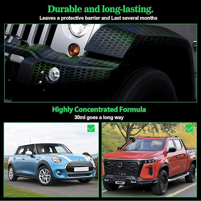 NADAMOO Plastic Restorer 50ml, Highly Concentrated Ceramic Coating for Cars, Back to Black Automotive Exterior and Interior Trim Scratch Remover Kit, Restore Faded Plastic, Vinyl & Rubber