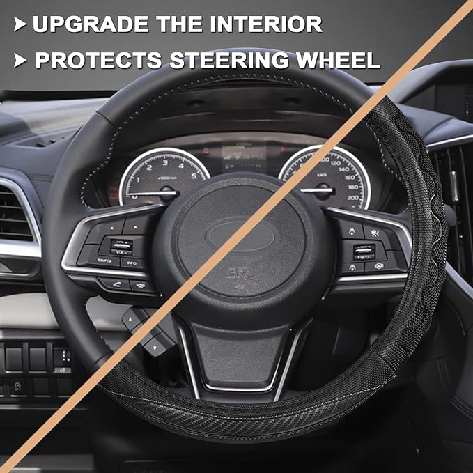GIANT PANDA Steering Wheel Cover for Subaru Forester, Car Steering Wheel Cover for Subaru Outback and Crosstrek - Gray
