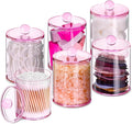 XIPENGKEJI 6 Pack Qtip Holder,Canister Apothecary Jar Set, Bathroom Jars with Lids Set for Cotton Swabs, Balls, Pads, Floss P