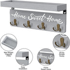 buways Key Holder Wall Mount with 4 Double Hooks-Solid Wood Wall-Mounted Organizer for Keys&Mail Rustic Key Rack Hanger Holde