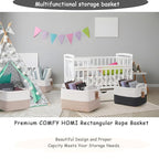 COMFY-HOMI 3-Pack Cotton Rope Woven Basket with Handles for Shelves, Books, Toys, Cloth Storage|Towel Storage|Nursery Baby Ba