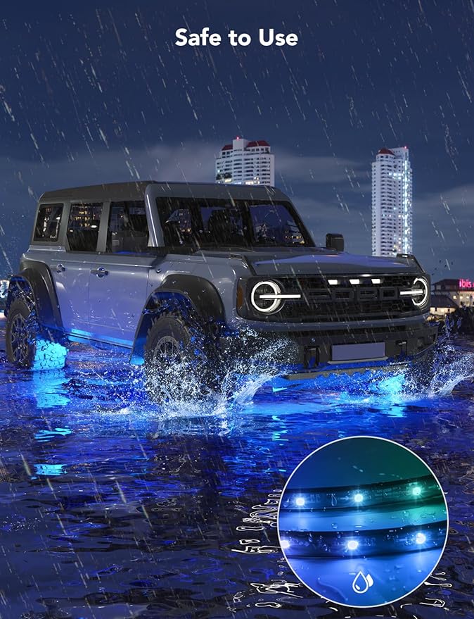 Govee Car Underglow Lights, 8 pcs RGBIC Under Car Lights with 16 Million Colors and 45 Scene Modes, Exterior Car Lights with App Control, 3 Music Modes LED Lights for Cars, SUVs, Trucks, DC 12-24V
