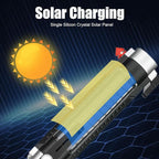 Car Flashlight Solar Flashlight, Window Breaker & Seat Belt Cutter, Multi-Function Torch Tool Magnetic LED COB Work Light wit