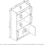 Furinno Gruen 3-Tier Open Shelf Bookcase with 2 Doors Storage Cabinet, Metropolitan Pine