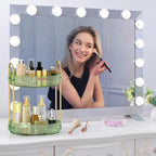 MOKANI 360 Rotating Makeup Organizer for Vanity, 2 Tier Adjustable Perfume Organizer for Dresser, Multi-Function Spinning Cos