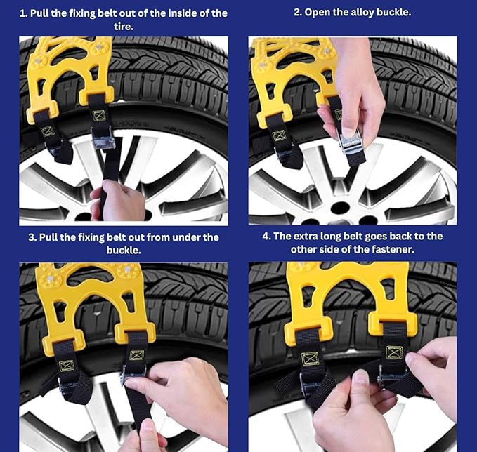 Jeremywell 6 PCS Car Snow Chains for TWO TIRES Emergency Anti Slip for Most Cars/SUV/Trucks, Winter Universal Security Chains