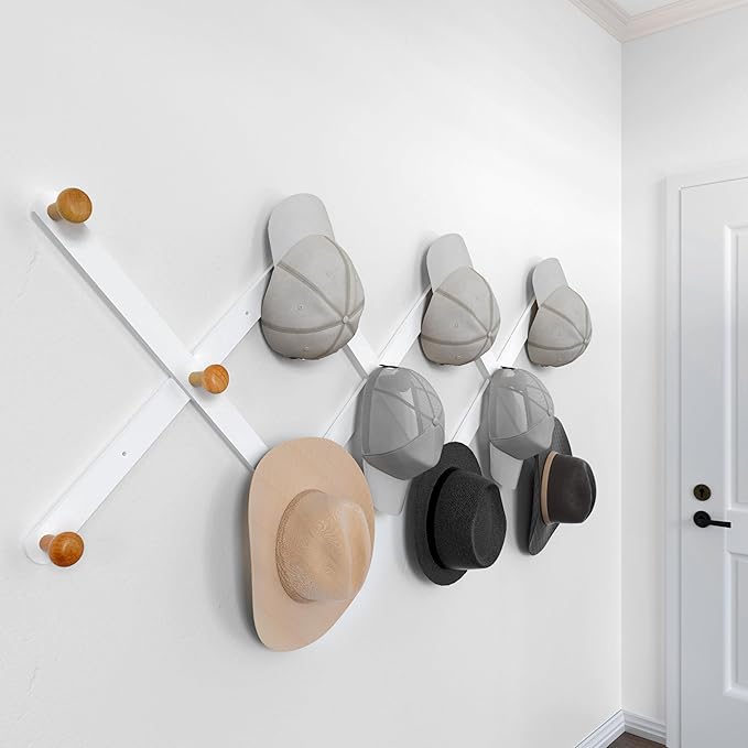 SKOLOO Hat Rack for Wall with 11 Hooks, 24 inch Solid Wooden, Modern, Huge Coat Rack Wall Mount for Coats, Hats, Bags, Cowboy