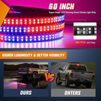 Nilight 60 Inch Truck Tailgate Strobe Light Strip Tail Emergency Bar Rear Window Warning Lamp Ultra-Bright Double Row 360 LED for Pickup Trailers Construction Vehicles Car SUV, Red Blue