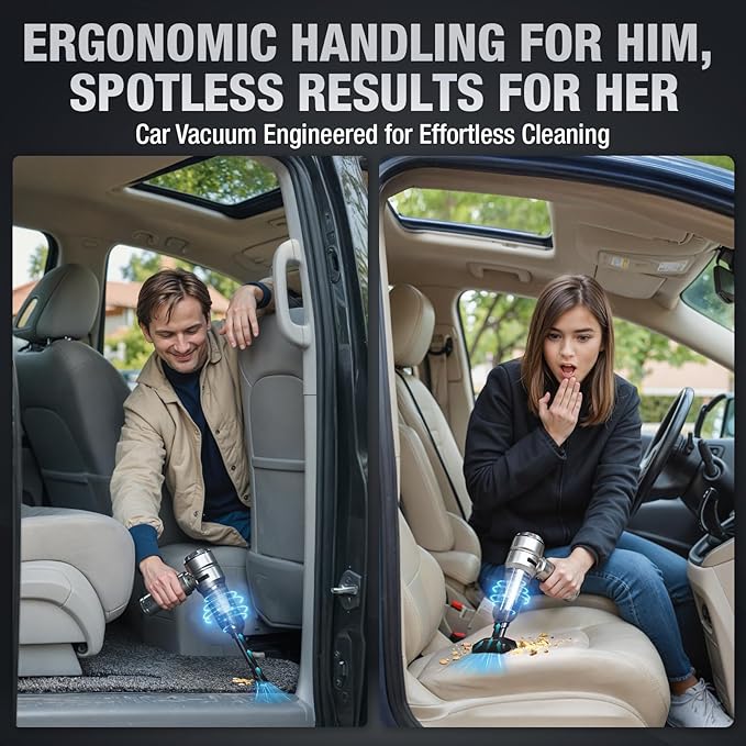 Car Vacuum Portable Cordless 22000PA High Power with Brushless Motor 4-in-1 Compressed Air Duster & Air Blower & Pump Hand He