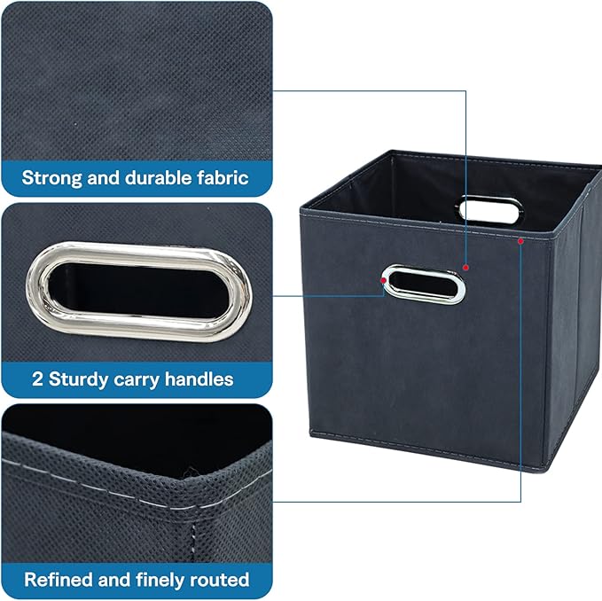 STOREONE Fabric Storage Bins Cubes Baskets Containers-(11X11X11) with Dual Handles Cube Storage Organizer Bins for Shelf Clos