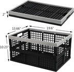 Kekow 3-Pack Black Plastic Collapsible Storage Basket, 42 L Folding Crates Storage