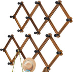 Accordion Wall Hanger, Wood Expandable Wall Mounted Hanger with 10 Hooks for Coats,Hats,Coffee Mug Ect,2 Packs Included,20 Pe