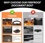Fireproof Document Box, Hard Case Fireproof File Organizer Box with Lock and 13 Pocket Accordion File Folder, Portable Safe B