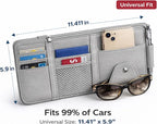 Car Sun Visor Multi-Pocket Organizer — Gray (Universal Car/SUV/Truck Storage Pouch)