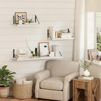 Vivelove Floating Shelves for Wall 16inch, 8 Deep Wood Wall Shelves Set of 2, for Bathroom Living Room Kitchen Office Bedroom