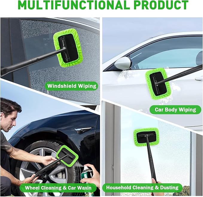 XINDELL Grip 22” Microfiber Car Window Cleaning Tool – Dash & Windshield Brush with Ergonomic Handle, Reusable Pads for Inter