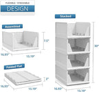Sorbus 4 Pack Medium Shelf Organizer with Open Front Design Under Shelf for Closet Bathroom Kitchen Garage Plastic Stackable 