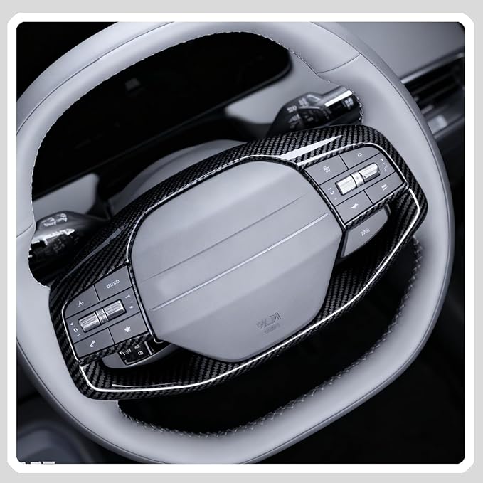 Steering Wheel Button Cover, for Kia K4 2024 2025 2026,Steering Wheel Button Panel Protection Frame Molding Trim - Carbon Fiber(for LXS, EX，LX Model)