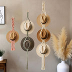 Boho Hat Organizer Rack, Macrame Hat Hanger, Handmade Hat Holder for Wall Hanging, Hat Storage for Wide-Brim Hats, Bohemian H