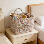 Quilted Laundry Basket with Handles - Multi-Purpose Fabric Storage Basket，Boho Fabric Storage Baskets with Handles for Car, H