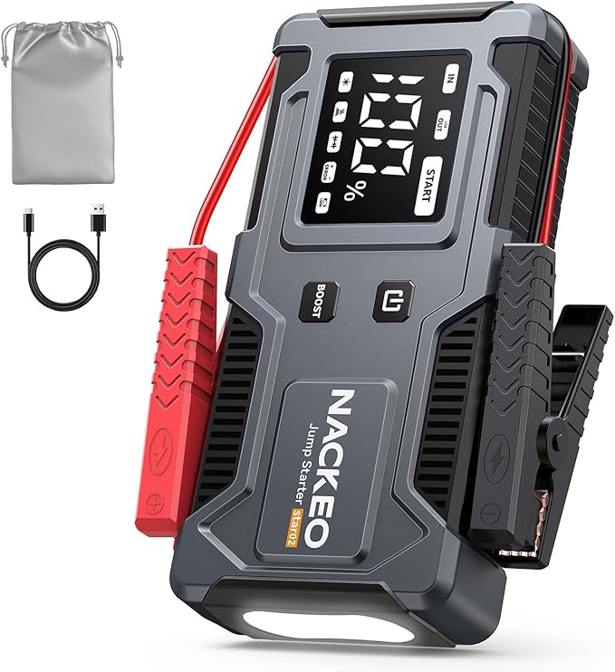 Jump Starter 6000A, 12V Car Battery Jump Starter with Built-in Smart Jumper Cables, Car Jump Starter Jump Box Portable