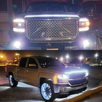 Car Hood Light Strip Exterior, 94.5 Inch DRL LED Strip Lights Waterproof IP68 Scan Start-up + White Light,Compatible with GMC Sierra 1500 2500 Chevy Silverado 1500 2500 Dodge Ram 1500