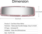 Bling Rhinestone Car Rear View Mirror - Crystal Diamond Decor for Women - Stylish Automotive Interior Accessory (Pink)