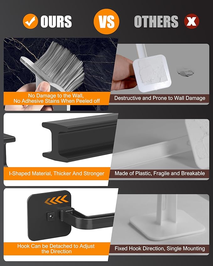 Hat Rack for Hat Storage (6-Pack), Multi-Purpose Hat Organizer, Strong Adhesive Hat Hooks for Wall Hat Organizer for Baseball