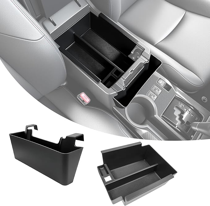 2PCS Center Console Organizer for 2010-2024 Toyota 4Runner Insert Armrest Box and Hanging Storage Tray for 4 Runner Interior Accessories(2PCS Center Console Armrest Box/Fit 10-24)
