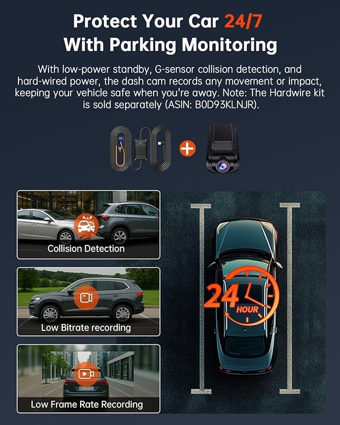 Dash Cam Front and Rear, 4K Ultra HD+1080P Dash Camera for Cars, Built-in Wi-Fi GPS, Included 32GB Card, 2.0'' IPS Screen Min