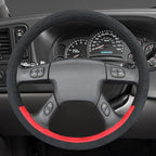MEWANT Hand Stitched Steering Wheel Cover for Chevy Silverado 1500 2003-2006 Black Red Athsuede Steering Wheel Wrap