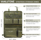 Tactical Car Seat Organizer with Multiple Pockets, MOLLE Panel System & Mesh Compartments, Durable Nylon Universal Vehicle Seat Back Storage with Cup Holder, Water-Resistant (Army Green)