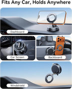 Upgraded Car Phone Holder for Magsafe [108+LBS Strongest Suction & 3000gf Magnetic] Vacuum Magnetic Phone Holders for Your Car 360° Adjustable Car Phone Mount for iPhone & Android Grey
