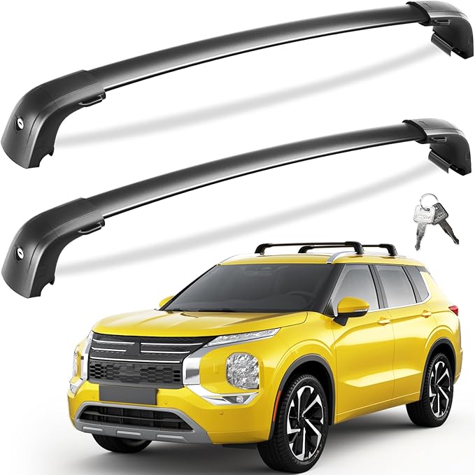 Tuyoung Lockable 220lb Roof Rack Cross Bars Compatible with Mitsubishi Outlander 2022-2026 & Outlander PHEV 2023-2026 (Not for Outlander Sport), Lockable Aluminum Black Crossbar Luggage Rooftop