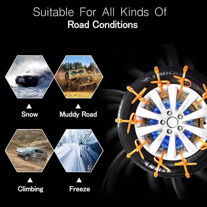 2024 Reusable Anti Snow Chains - 【New Version】10 PCS Portable Snow Tire Chain for Pickup Trucks & SUV - Emergency Snow Plasti