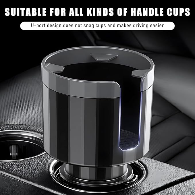 Yourkar Car Cup Holder Extender, Automotive Insert Cup Holder with Adjustable Base, Expandable Auto Adapter Accommodates Cups with Ears and Large Water Bottles, Car Accessories