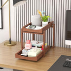 Bamboo Under Sink Organizer and Storage, 2 Pack Pull Out Cabinet Organization, 2 Tier Vertical Slide Out Undersink Storage Sh