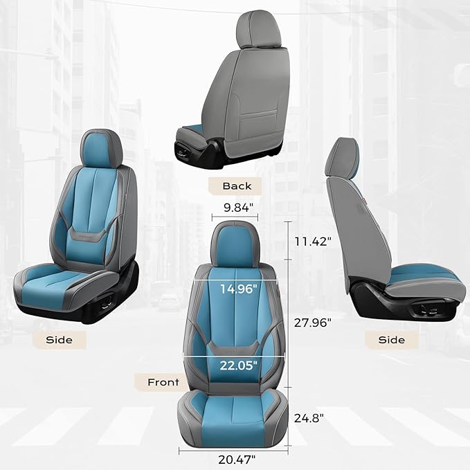 Coverado Seat Covers, Car Seat Covers Front Seats, Leather Seat Covers for Cars, Car Seat Protector Waterproof, Gray Car Seat