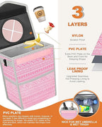 Car Trash Can with Lid, Cute Leakproof Car Trash Garbage Bag Hanging Vehicle Trash Bin Small Portable Automotive Garbage Cans Organizer for Back/Front Seat/Console(Trapezoid,Pink Print)