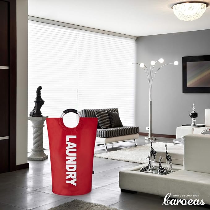 Caroeas 100L Laundry Basket,Large Laundry Hamper, Laundry Bag with Padded Handles, Clothes Hamper Stands Up Well, Collapsible