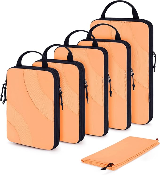 BAGSMART Compression Packing Cubes, 6 Set/4 Set/2 Set Travel Packing Cubes for Carry on Suitcases, Compression Suitcase Organ