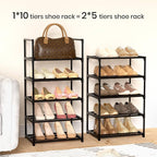 Narrow Shoe Rack 10 Tiers Tall Shoe Rack for Entryway 20 24 Pairs Shoe & Boots Organizer Storage Shelf Durable Black Metal St